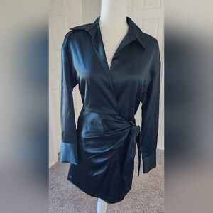 Gianni Bini Satin Green Wrap Womens Dress Size 2